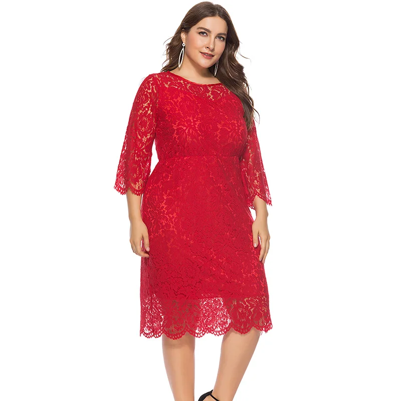 Bonnie Thea plus size women dress Autumn and summer black lace dresses sexy midi party dress evening Big Size bodycon dresses
Bonnie Thea plus size women dress Autumn and summer black lace dresses sexy midi party dress evening Big Size bodycon dresses