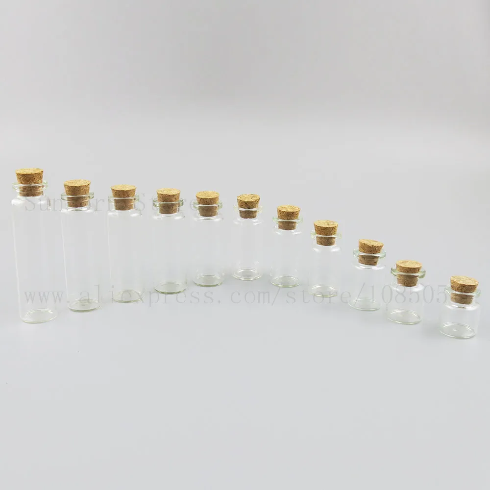 

1000pcs small mini clear glass vial with cork stopper empty wishing glass bottle for gift present 5ml 8ml 10ml 15ml 18ml 20ml