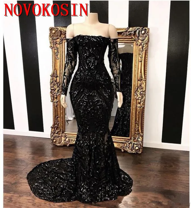 New Vestidos Black Mermaid Prom Dresses 2019 Long Sleeve Off The Shoulder Sweep Strain Sequined Formal Evening Dress Party Gown
New Vestidos Black Mermaid Prom Dresses 2019 Long Sleeve Off The Shoulder Sweep Strain Sequined Formal Evening Dress Party Gown