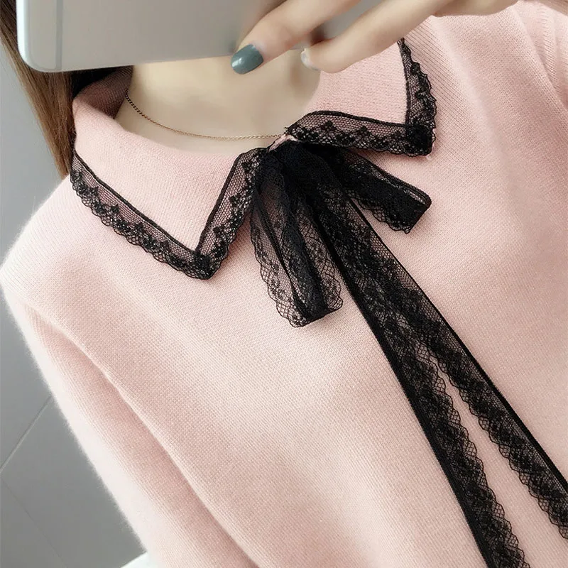 Lace Bow Neck Women's Sweater Autumn Winter Wool Long Sleeve Knit Tops Fashionable Knitted Pullover Jumpers Streetwear Knitwear
Lace Bow Neck Women's Sweater Autumn Winter Wool Long Sleeve Knit Tops Fashionable Knitted Pullover Jumpers Streetwear Knitwear