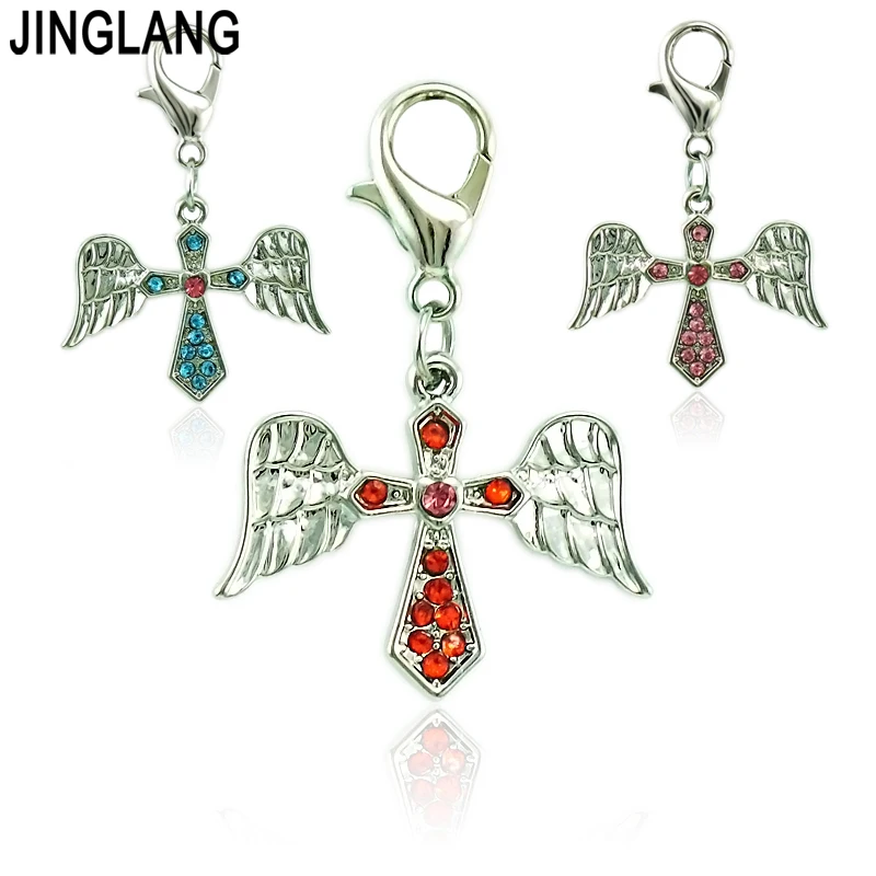 JINGLANG Wholesale Price Lobster Clasp Charms Dangle Rhinestone Wing Cross Pendants DIY Charms For Jewelry Making Accessories
JINGLANG Wholesale Price Lobster Clasp Charms Dangle Rhinestone Wing Cross Pendants DIY Charms For Jewelry Making Accessories