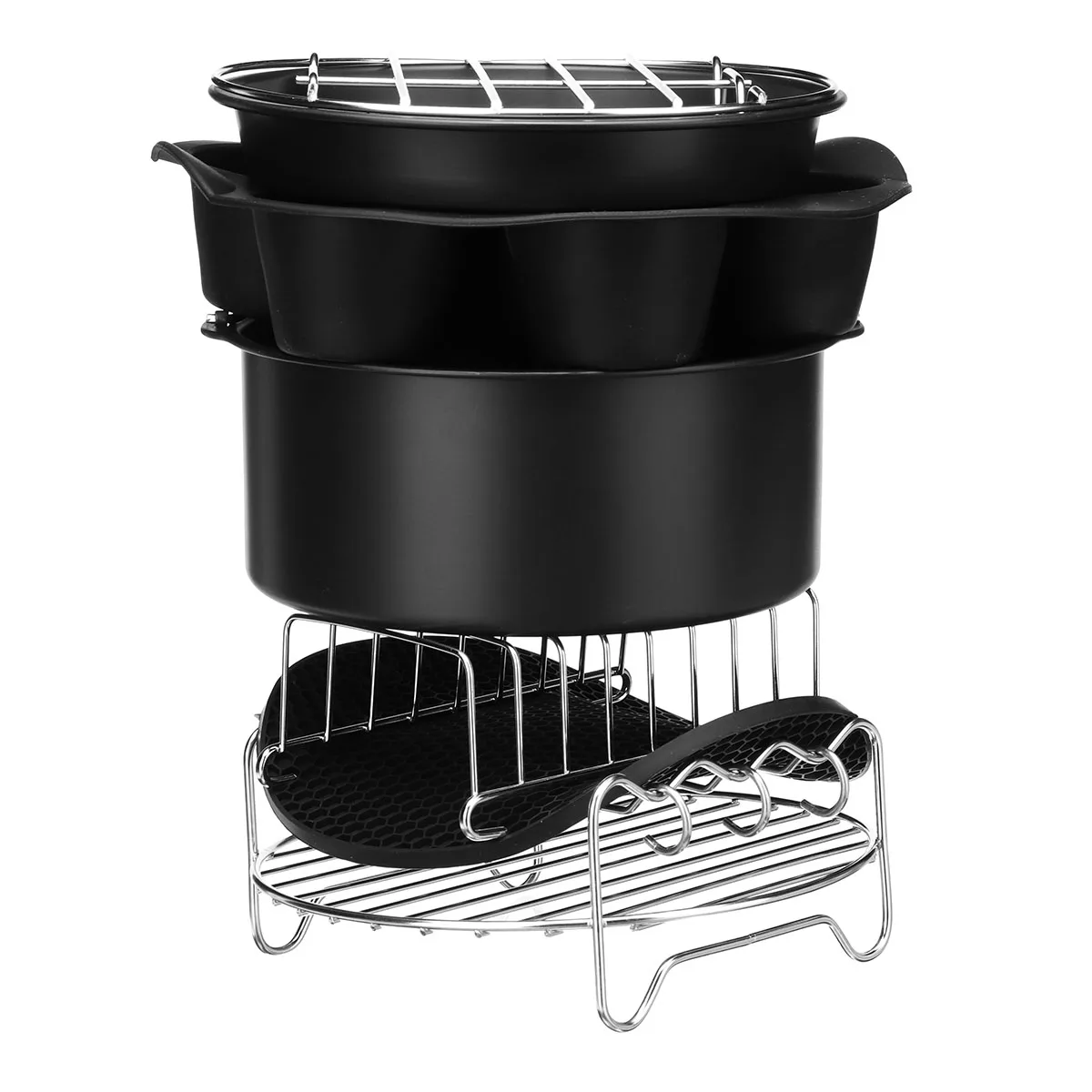12Pcs 8" Black Air Fryer Accessories Cooking Baking Dish, Pizza Pan & Layered Rack Kitchen Tools Fit for 4.2-6.8QT Air Fryer
12Pcs 8" Black Air Fryer Accessories Cooking Baking Dish, Pizza Pan & Layered Rack Kitchen Tools Fit for 4.2-6.8QT Air Fryer