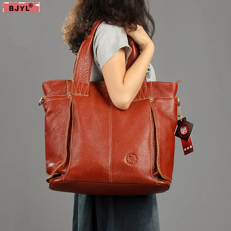 BJYL Women Handbags Retro Vintage Female Shoulder Bag Slung Laptop Bag Fashion Large Capacity Tote Bags Handmade Genuine Leather
BJYL Women Handbags Retro Vintage Female Shoulder Bag Slung Laptop Bag Fashion Large Capacity Tote Bags Handmade Genuine Leather