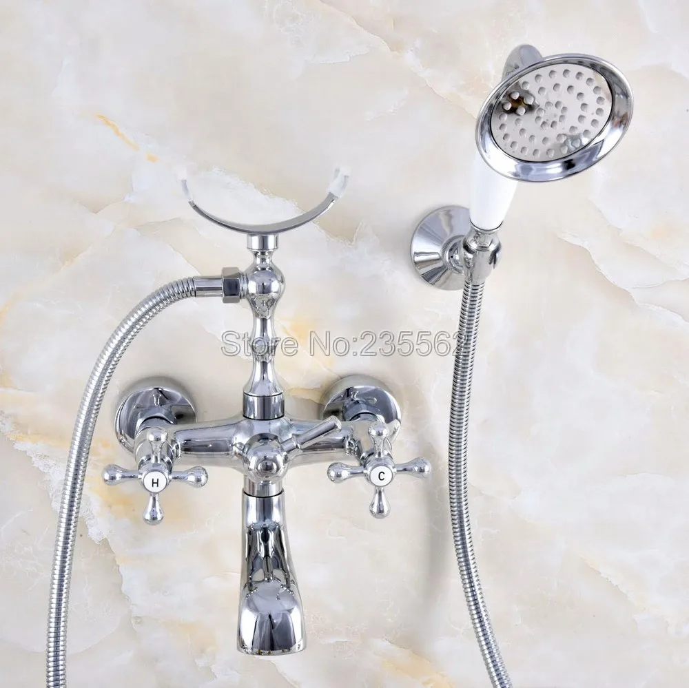Chrome Brass Bathtub Faucets Wall Mounted Bathroom Mixer Tap With Hand Shower Head Bath & Shower Fauce Lna716
Chrome Brass Bathtub Faucets Wall Mounted Bathroom Mixer Tap With Hand Shower Head Bath & Shower Fauce Lna716