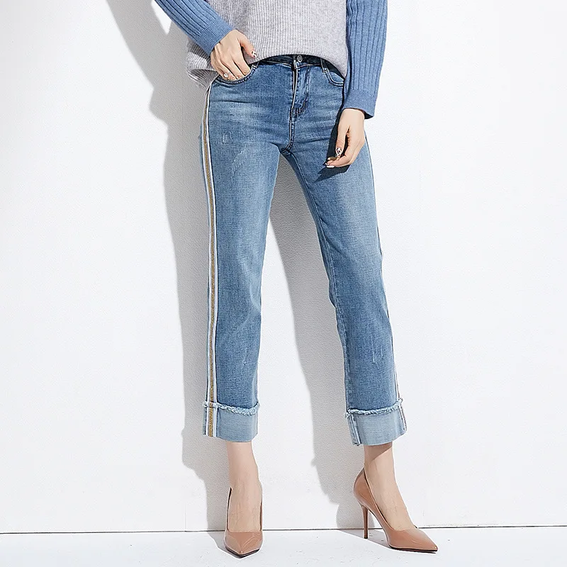 Spring new high quality women's Korean fashion casual wild high waist straight nine pants light blue jeans JQ600
Spring new high quality women's Korean fashion casual wild high waist straight nine pants light blue jeans JQ600