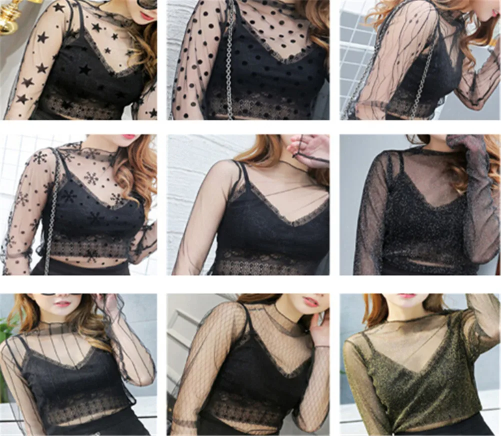 Sexy star Mesh Transparent Blouses Tops Clothing Unlined Upper Garment Long Sleeve Net Build Korean Fashion Jacket
Sexy star Mesh Transparent Blouses Tops Clothing Unlined Upper Garment Long Sleeve Net Build Korean Fashion Jacket