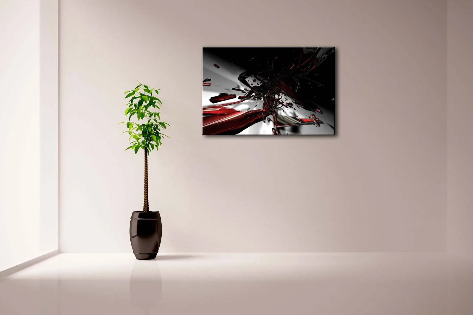 Без рамки настенные художественные фотографии Fractal черный красный белый холст
