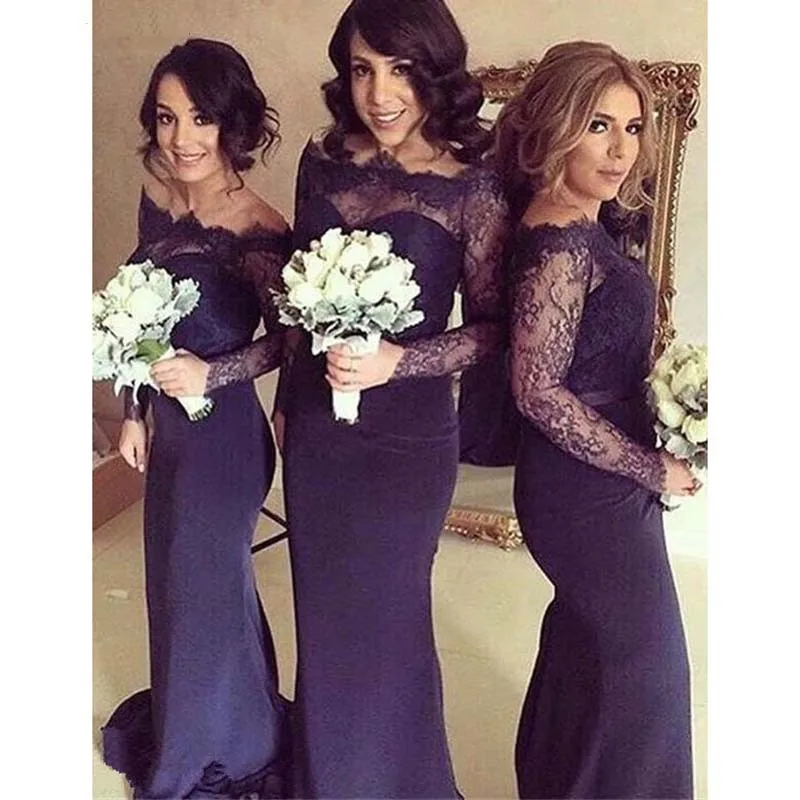 Long Sleeves Lace Top Navy Blue Mermaid Prom Dress Long Wedding Party Dresses Purple Cheap Bridesmaid Dresses vestido madrinha
Long Sleeves Lace Top Navy Blue Mermaid Prom Dress Long Wedding Party Dresses Purple Cheap Bridesmaid Dresses vestido madrinha