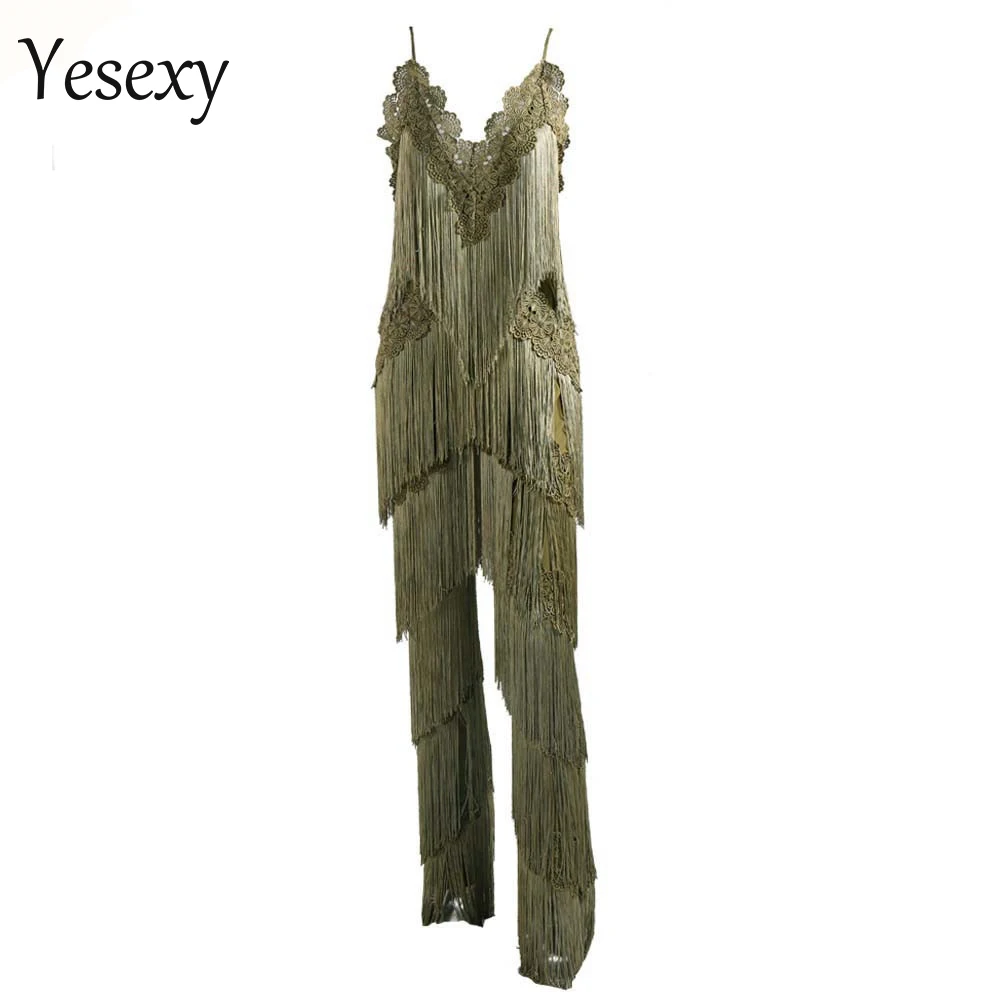 Yesexy 2021 Summer Sexy sleeveless V-NECK Backless lace tassel Women Overalls Solid Color Rompers Jumpsuit VR4661
Yesexy 2021 Summer Sexy sleeveless V-NECK Backless lace tassel Women Overalls Solid Color Rompers Jumpsuit VR4661