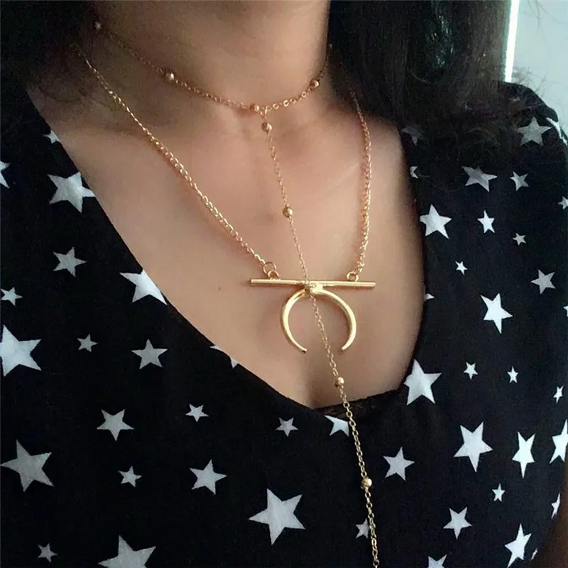 Fashion Horn Bar Pendant Necklace Unique Gold Color Metal Ball Chain Necklace For Women Engagement Jewelry Gift
Fashion Horn Bar Pendant Necklace Unique Gold Color Metal Ball Chain Necklace For Women Engagement Jewelry Gift