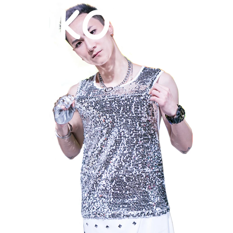 Korean youth men's fashion sequined vest male singer nightclub personality performance clothing hip hop dance clothing
Korean youth men's fashion sequined vest male singer nightclub personality performance clothing hip hop dance clothing