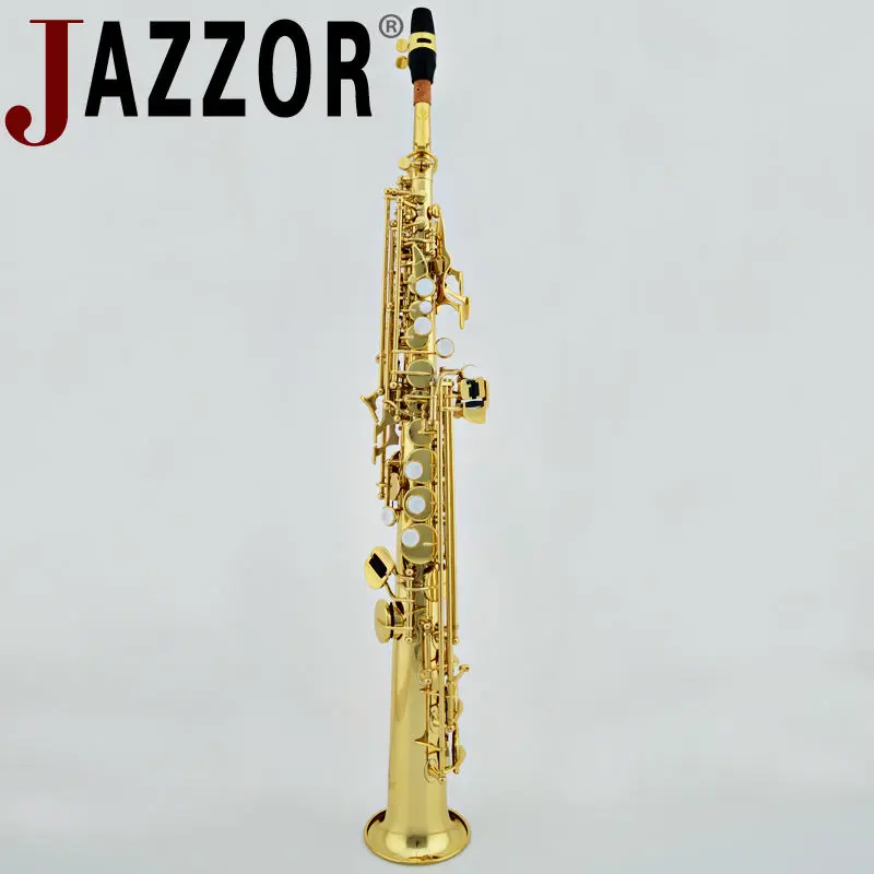 Профессиональный сопрано саксофон JAZZOR JBSST 400 B плоский прямой Саксофон Золотой