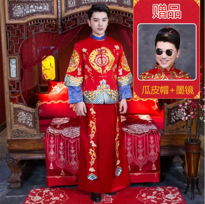 Chinese groom robe ancient dragon Wedding Fashion Phoenix Robe cheongsam Man Embroidered red Chinese wedding suits Jacket + robe
Chinese groom robe ancient dragon Wedding Fashion Phoenix Robe cheongsam Man Embroidered red Chinese wedding suits Jacket + robe