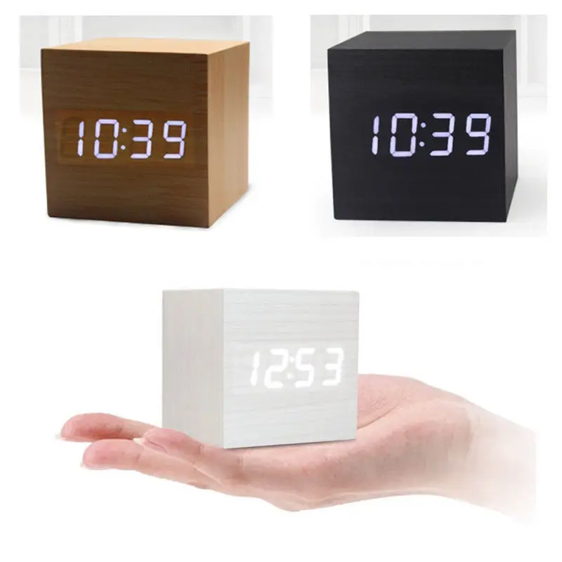 Retro Wooden LED Digital Alarm Clock Chargeable Voice Control Calendar Temperature Wood Cubic bedside Clock S
Retro Wooden LED Digital Alarm Clock Chargeable Voice Control Calendar Temperature Wood Cubic bedside Clock S