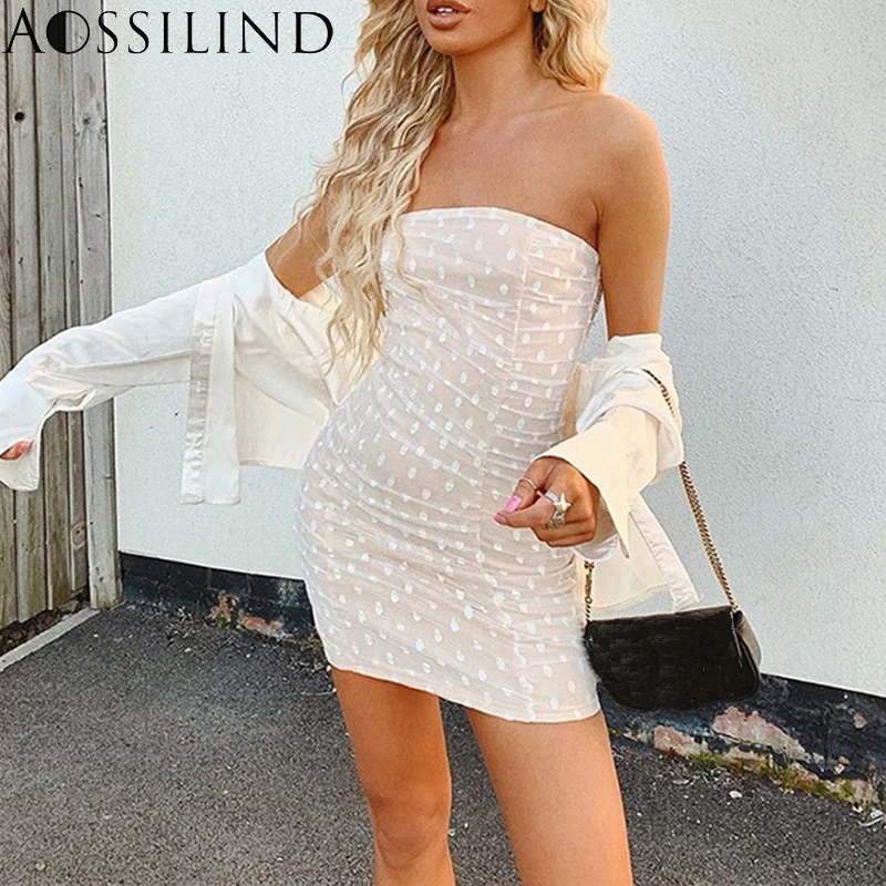 AOSSILIND Polka Dot Print Mesh Patchwork Sexy Strapless Party Dress Summer Off Shoulder Women Bodycon Club Dresses
AOSSILIND Polka Dot Print Mesh Patchwork Sexy Strapless Party Dress Summer Off Shoulder Women Bodycon Club Dresses