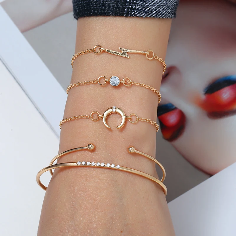HOCOLE 5Pcs/Set Handmade Gold Metal Charm Link Chain Bracelet Bangle Sets For Women Fashion Moon Crystal Female Bracelet Jewelry
HOCOLE 5Pcs/Set Handmade Gold Metal Charm Link Chain Bracelet Bangle Sets For Women Fashion Moon Crystal Female Bracelet Jewelry