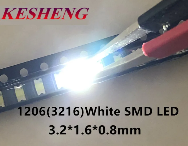 500 шт белый 1206 SMD светодиодный Белый супер яркий 3 0-3 6 v диодный свет 5000-8000 k 200-300mcd |