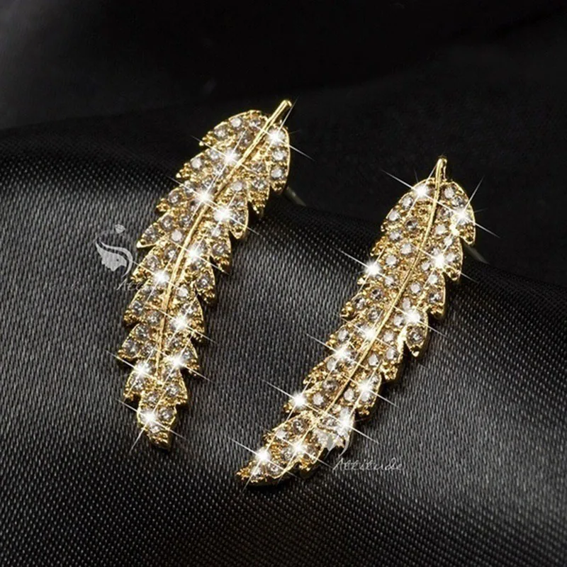 2019 New Luxury Shiny Crystal Feather Earrings Gold Large Leaf Shaped Stud Earring Brincos Bijoux Gift Z4M300
2019 New Luxury Shiny Crystal Feather Earrings Gold Large Leaf Shaped Stud Earring Brincos Bijoux Gift Z4M300