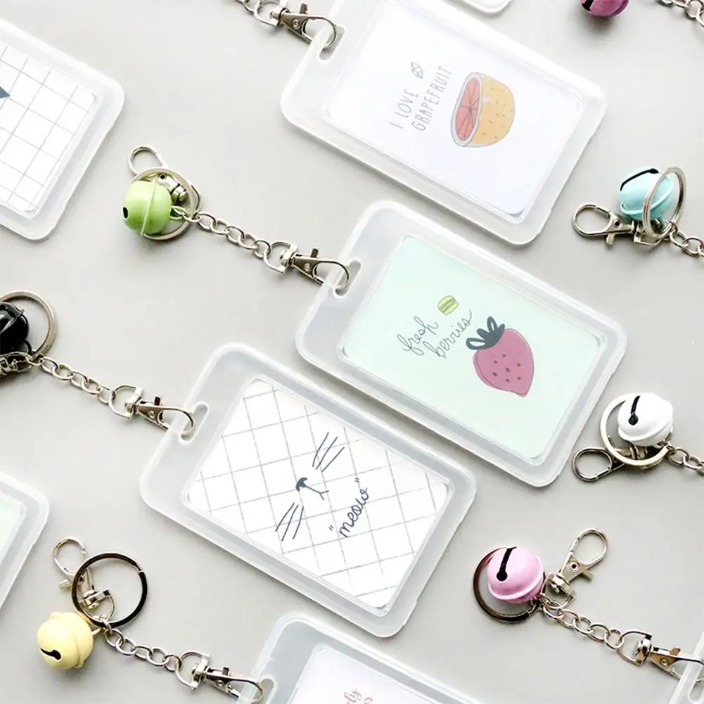 Cartoon Transparent Plastic Card Holder Keyring Sleeve Set Bank Card ID Card Bus Card holder Case Bag with Bell Chain r20
Cartoon Transparent Plastic Card Holder Keyring Sleeve Set Bank Card ID Card Bus Card holder Case Bag with Bell Chain r20