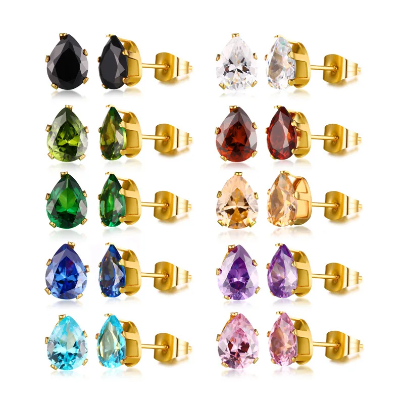 DOYUBO Simple Stainless Steel Stud Earrings With Water Drop Colorful Cubic Zirconia Women Fashion Punk Style Earrings DB149
DOYUBO Simple Stainless Steel Stud Earrings With Water Drop Colorful Cubic Zirconia Women Fashion Punk Style Earrings DB149