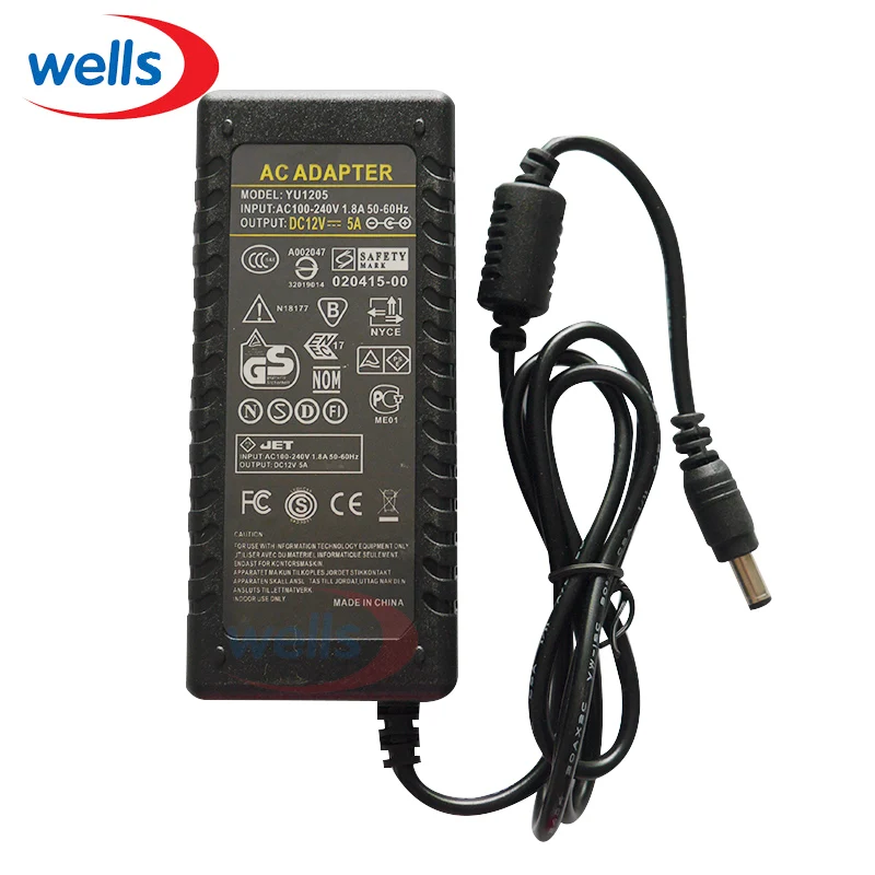 AC DC 12V 5A преобразователь питания 12v to 220v 100 240V светодиодный трансформатор для 5050 3528