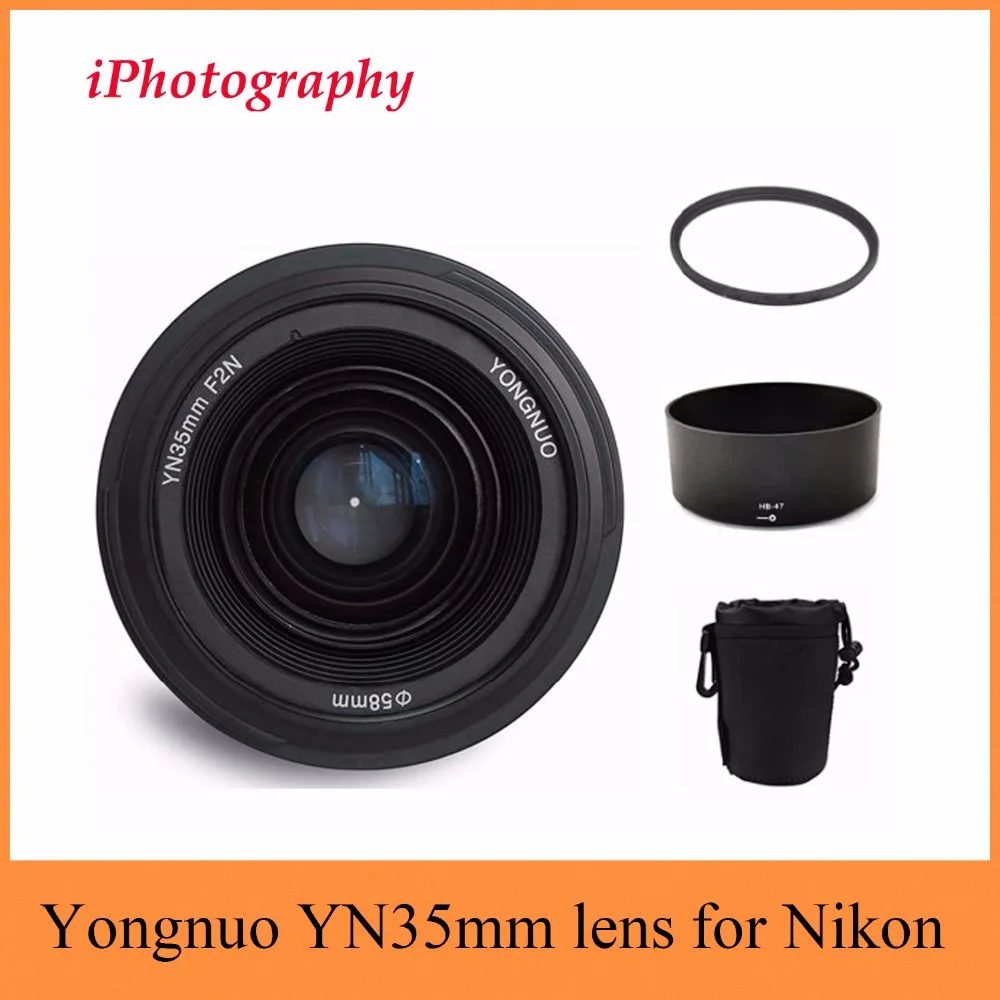 Yongnuo YN35mm F2N lens Wide-angle Large Aperture Fixed Auto Focus Lens+58mm UV filter +lens bag+Lens Hood For Nikon Two Choice
Yongnuo YN35mm F2N lens Wide-angle Large Aperture Fixed Auto Focus Lens+58mm UV filter +lens bag+Lens Hood For Nikon Two Choice