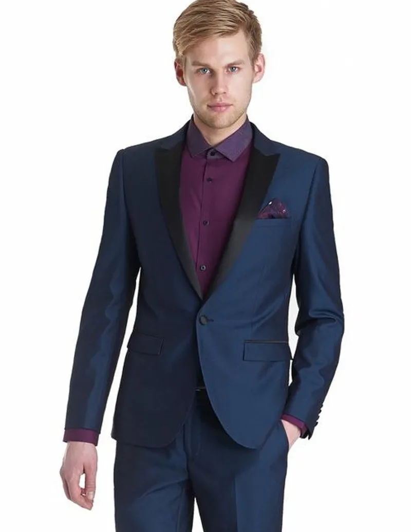 New Arrival Groomsmen Peak Black Lapel Groom Tuxedos Navy Blue Men Suits Wedding Best Man (Jacket+Pants+Tie+Hankerchief) B880
New Arrival Groomsmen Peak Black Lapel Groom Tuxedos Navy Blue Men Suits Wedding Best Man (Jacket+Pants+Tie+Hankerchief) B880
