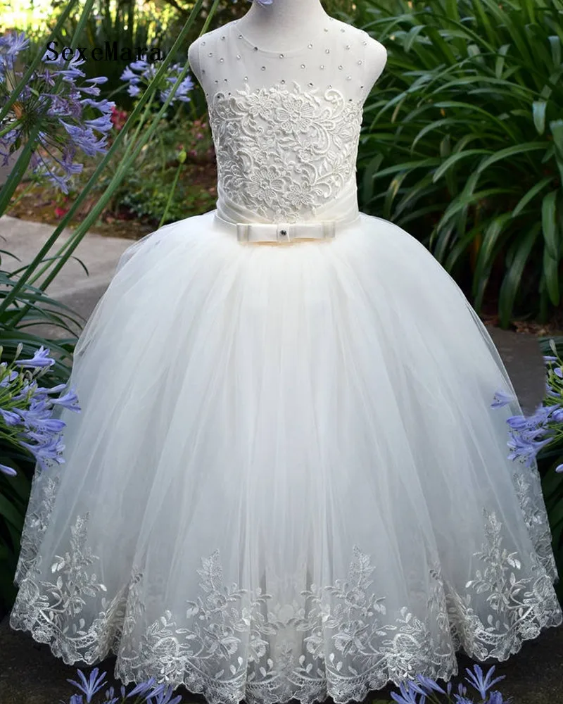 High Quality Flower Girls Dresses for Wedding Lace Up Back Applique Lace Kids Communion Dress Birthday Gown
High Quality Flower Girls Dresses for Wedding Lace Up Back Applique Lace Kids Communion Dress Birthday Gown