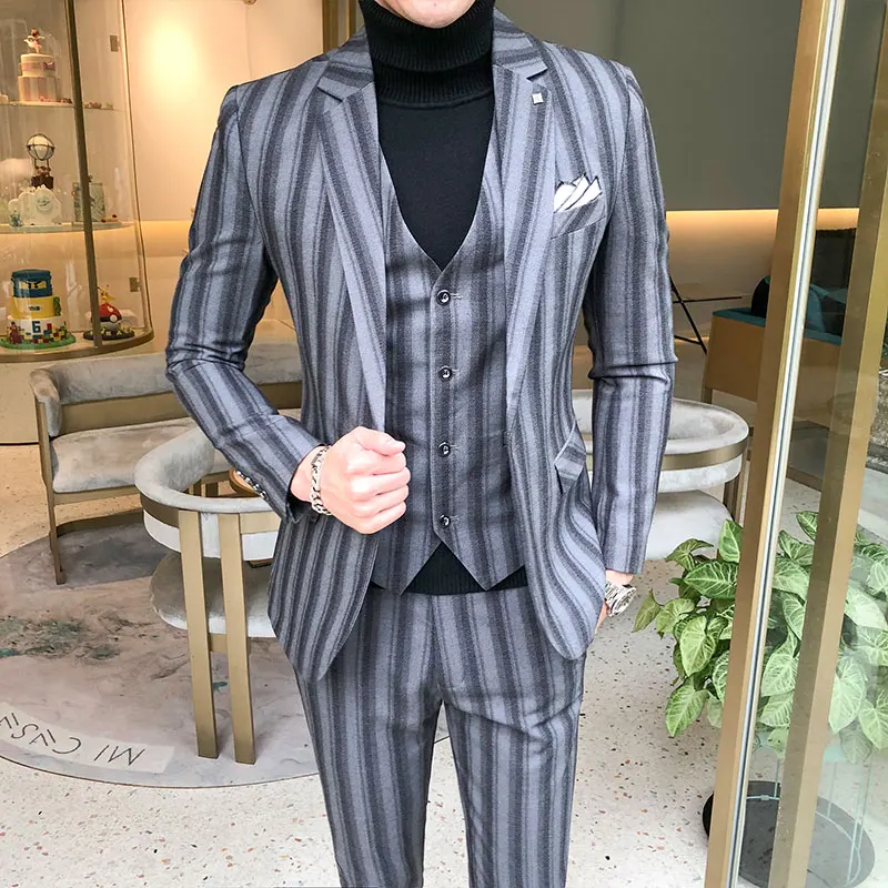 Wedding Dress Suits For Men Blue Plaid Formal wear Suits 3 Pieces Suits Jackets+Pants+Vest New Men Slim Groom Suits Size XS-5XL
Wedding Dress Suits For Men Blue Plaid Formal wear Suits 3 Pieces Suits Jackets+Pants+Vest New Men Slim Groom Suits Size XS-5XL