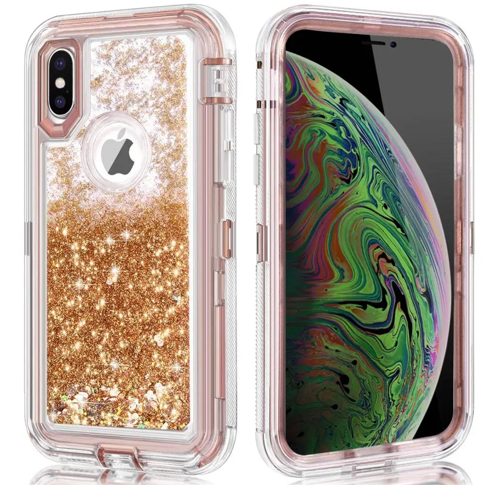 Жидкий блестящий чехол для iPhone 7 8 plus x xs xr max зыбучий песок ударопрочный водопад