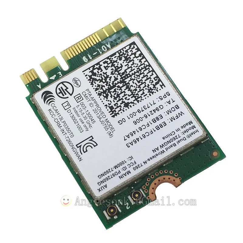 717379-001 DUAL BAND 7260NGW AN NGFF Bluetooth 4.0 300Mbps NGFF WIRELESS WIFI WLAN CARD WIRELESS-N 7260AN INTEL 7260 For HP
717379-001 DUAL BAND 7260NGW AN NGFF Bluetooth 4.0 300Mbps NGFF WIRELESS WIFI WLAN CARD WIRELESS-N 7260AN INTEL 7260 For HP