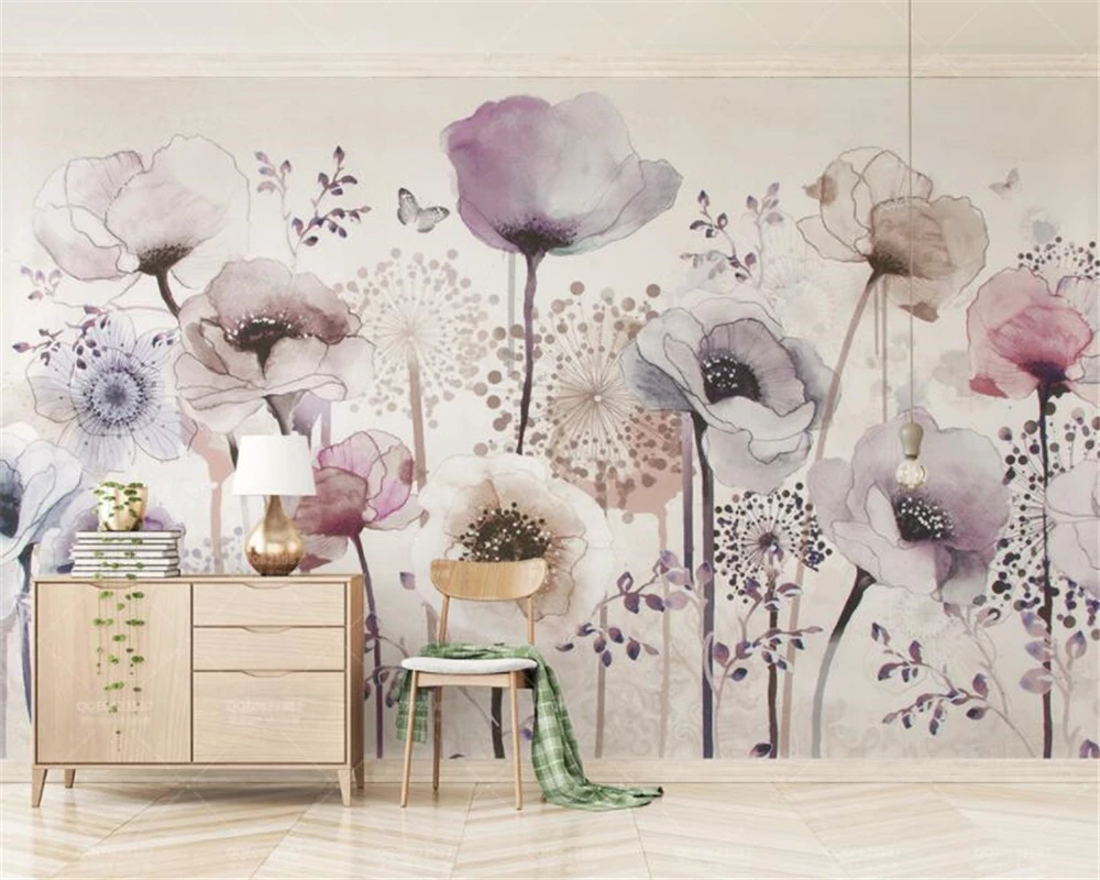 Custom Photo Wallpaper Mural Watercolor Hand Painted Style Lavender Flower TV Background Wall 3d wallpaper papel tapiz
Custom Photo Wallpaper Mural Watercolor Hand Painted Style Lavender Flower TV Background Wall 3d wallpaper papel tapiz