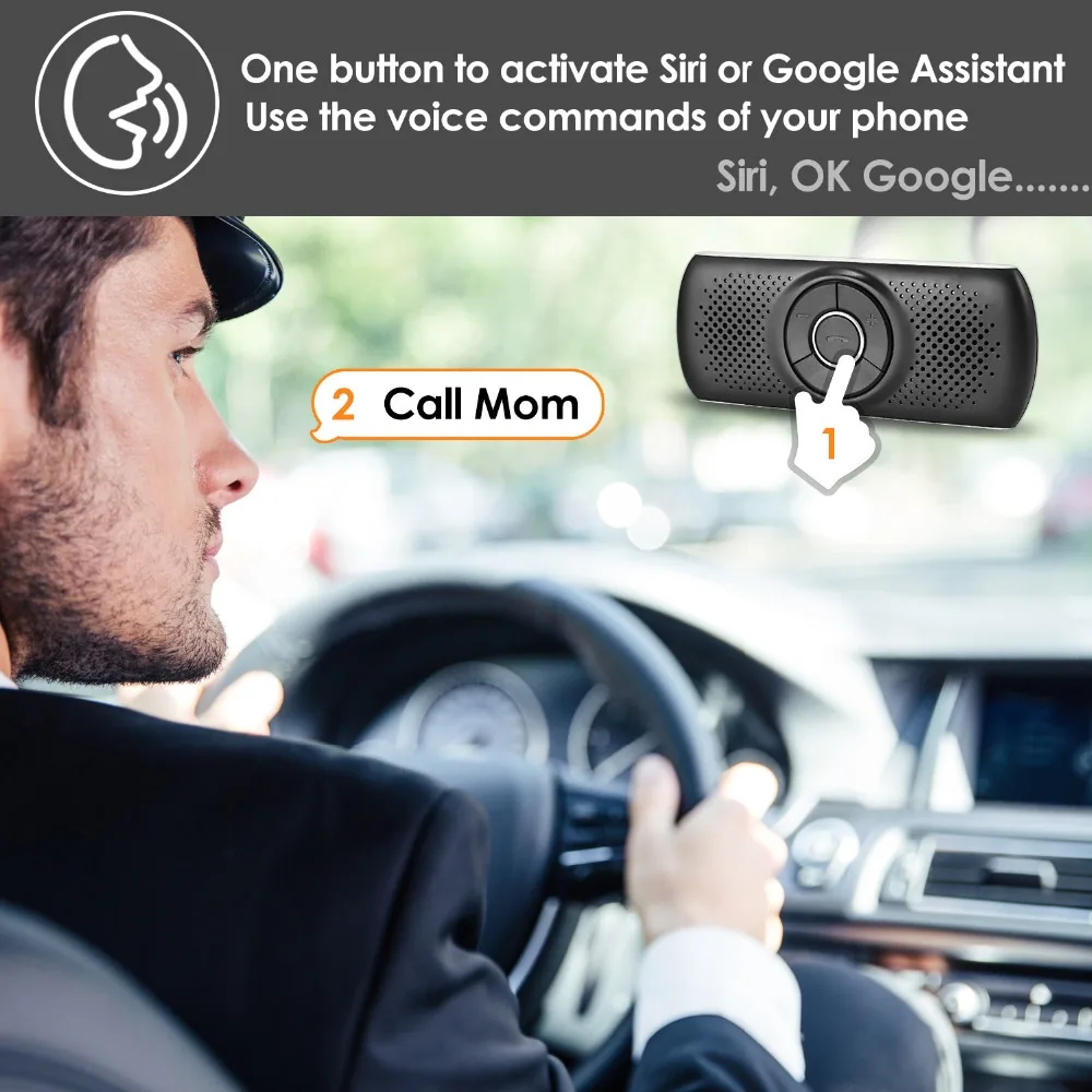 V4.2 громкой связи Bluetooth автомобильный комплект беспроводной Авто SIRI Громкая связь