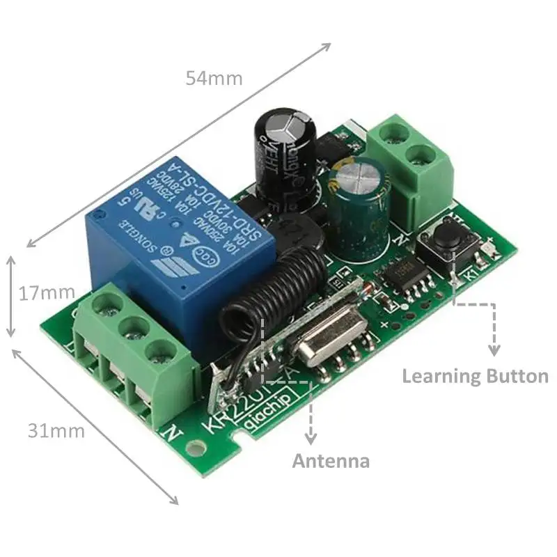 RF Switch Remote Control AC 85~220V 1CH Relay Receiver for Universal Garage Control & electrical device of LED & Motor & Pump
RF Switch Remote Control AC 85~220V 1CH Relay Receiver for Universal Garage Control & electrical device of LED & Motor & Pump