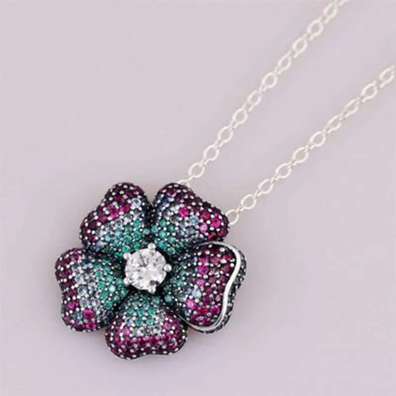 100%925 Sterling Silver Flower pendant With necklace Set Fits European Female style DIY Jewelry Wear
100%925 Sterling Silver Flower pendant With necklace Set Fits European Female style DIY Jewelry Wear