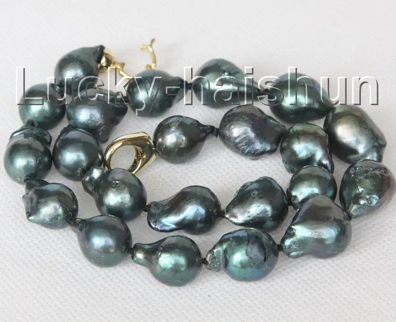 

NEW 17" 20mm Baroque black-blue Reborn keshi pearls necklace>>>girls for women jewerly Free shipping