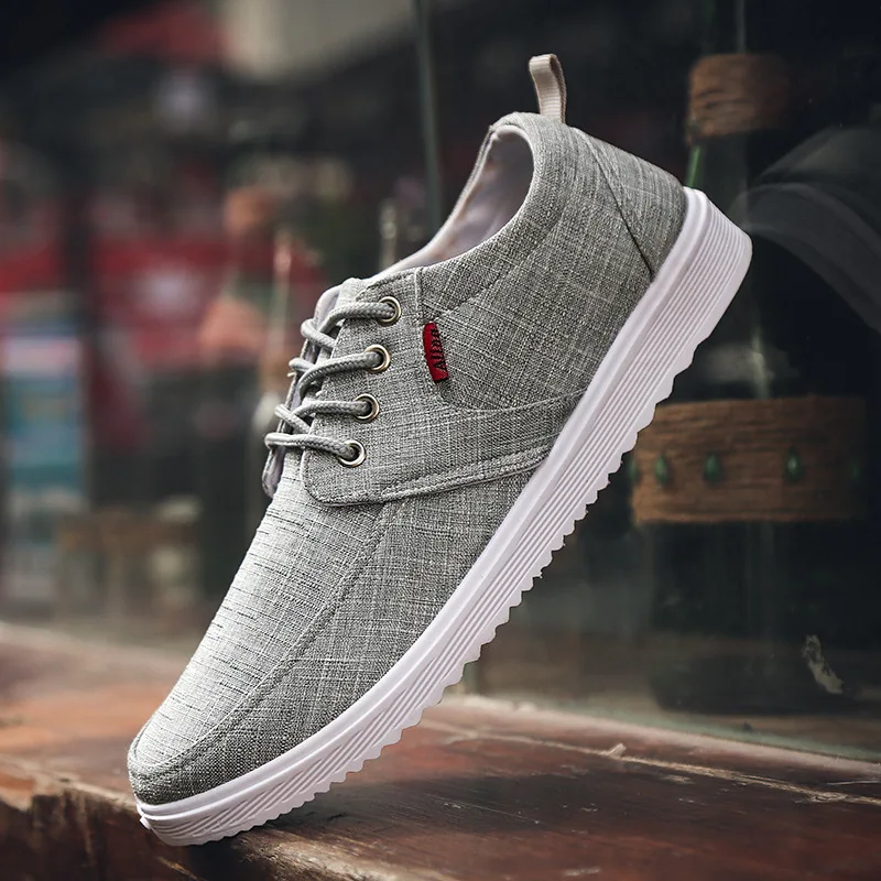 Fashion Leisure Men Canvas Shoes Casual Sewing Lace-up Flat Vulcanize Solid Spring Autumm Breathable Boys Sneakers | Обувь