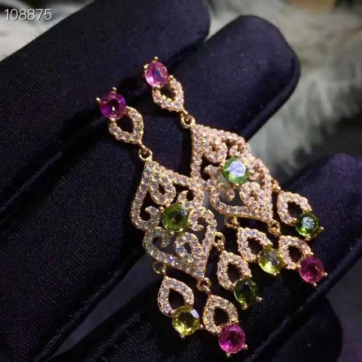 Серьги-подвески женские из серебра 925 пробы с натуральным разноцветным турмалином
Серьги-подвески женские из серебра 925 пробы с натуральным разноцветным турмалином
