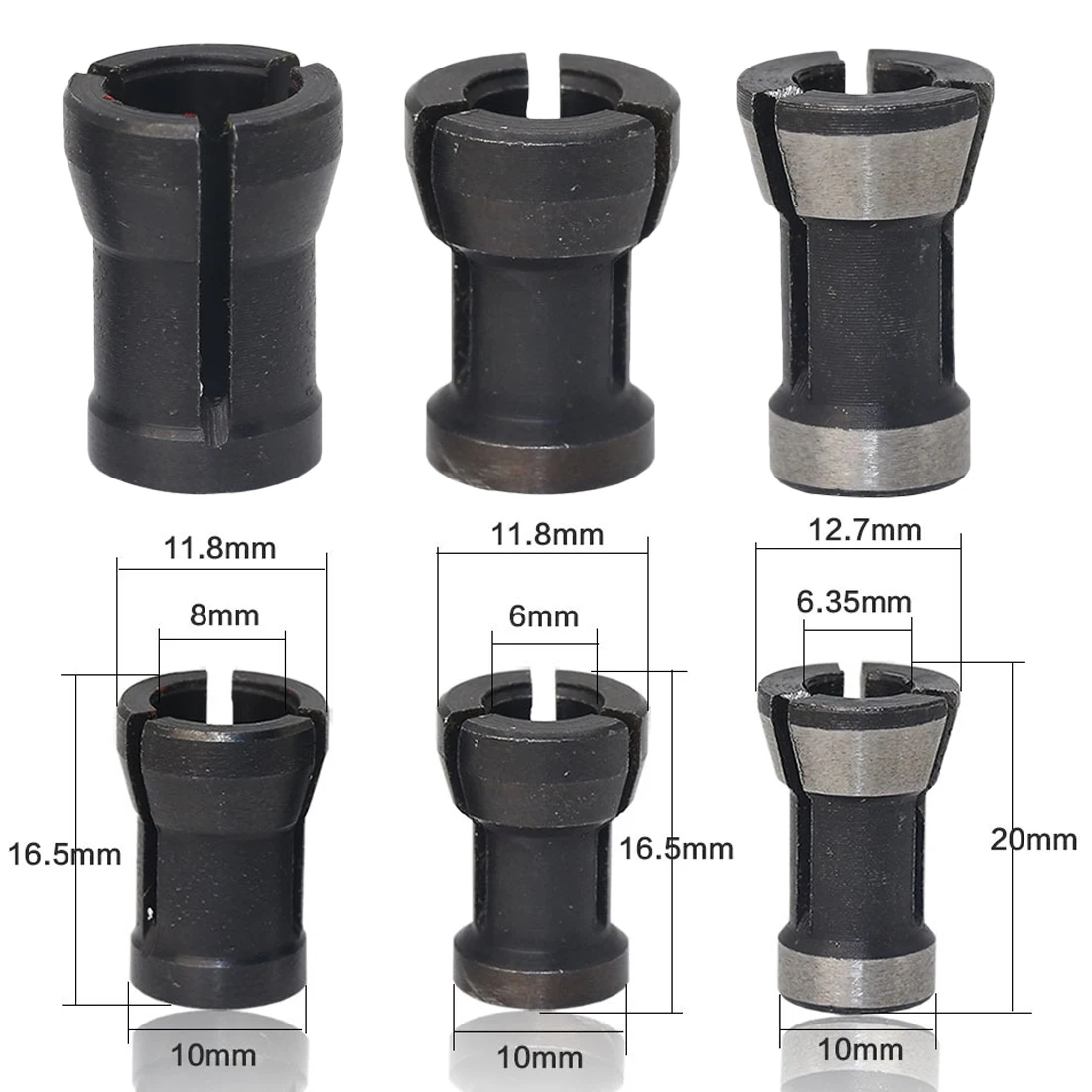 1pcs/3pcs High Precision Collet Chuck Set Engraving Trimming Machine 6mm 6.35mm 8m Electric Router For Machinery Manufacturing |