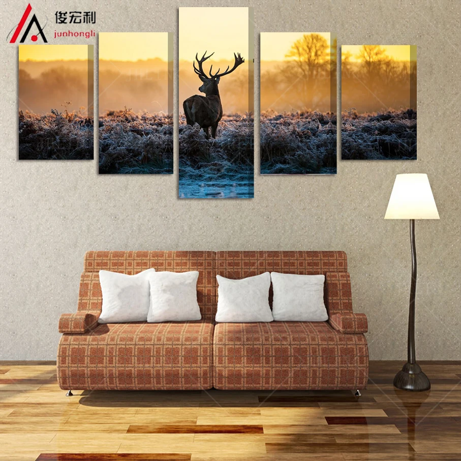 5 pieces canvas art Framed oil painting printed African sunset deer room decor poster canvas prints Modular Pictures on the wall
5 pieces canvas art Framed oil painting printed African sunset deer room decor poster canvas prints Modular Pictures on the wall