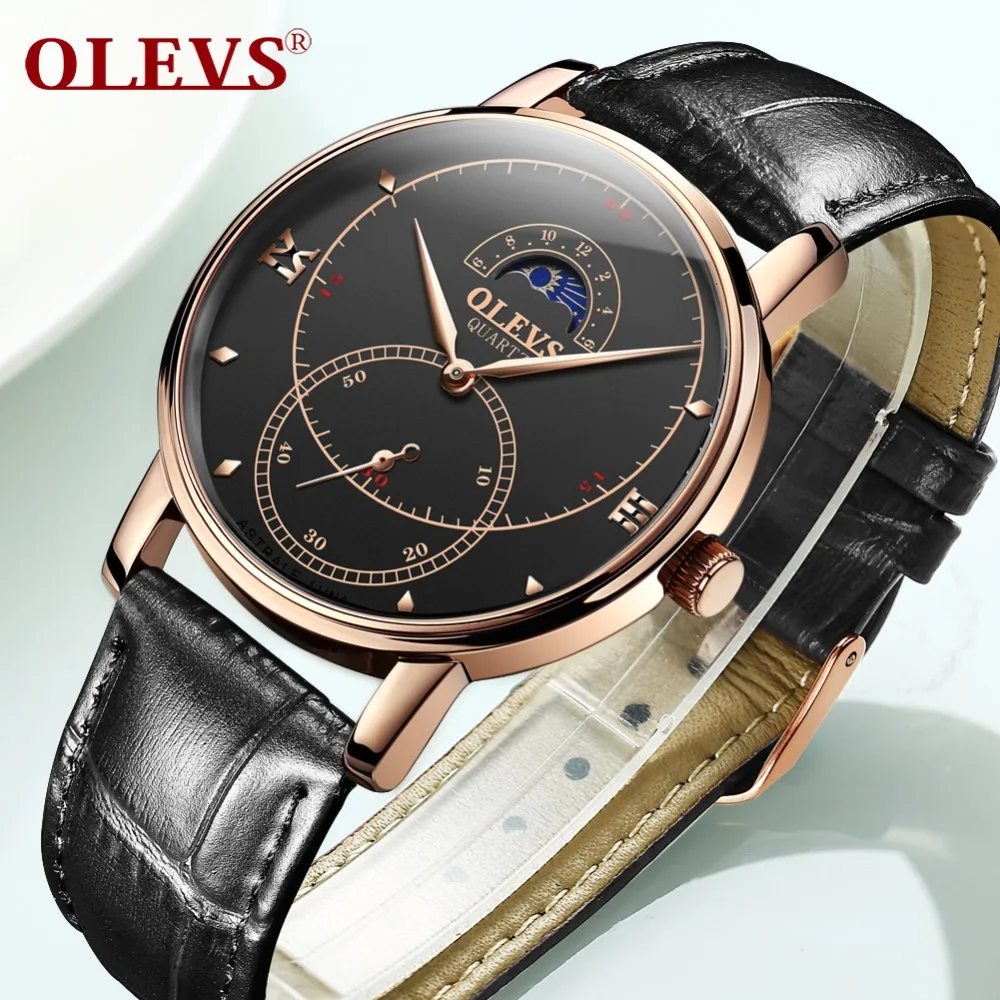 Мужские часы Reloj Hombre OLEVS, деловые водонепроницаемые часы с корпусом из розового золота, военные черные кожаные часы для мужчин, фаза Луны
Мужские часы Reloj Hombre OLEVS, деловые водонепроницаемые часы с корпусом из розового золота, военные черные кожаные часы для мужчин, фаза Луны