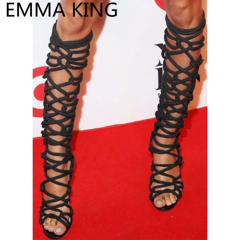 New Fashion Rope Strap Cross Gladiator Knee High Sandals Women Open Toe Summer Boots Hollow Sexy High Heels Shoes Woman Sandals
New Fashion Rope Strap Cross Gladiator Knee High Sandals Women Open Toe Summer Boots Hollow Sexy High Heels Shoes Woman Sandals