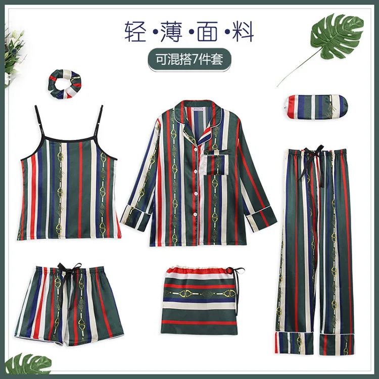 Fashion 2019 Summer satin Women Pajamas Set Small Floral Sleepwear For Women Long Sleeve Sleepwear 7 Pieces Pyjama Set Sleep Lou
Fashion 2019 Summer satin Women Pajamas Set Small Floral Sleepwear For Women Long Sleeve Sleepwear 7 Pieces Pyjama Set Sleep Lou