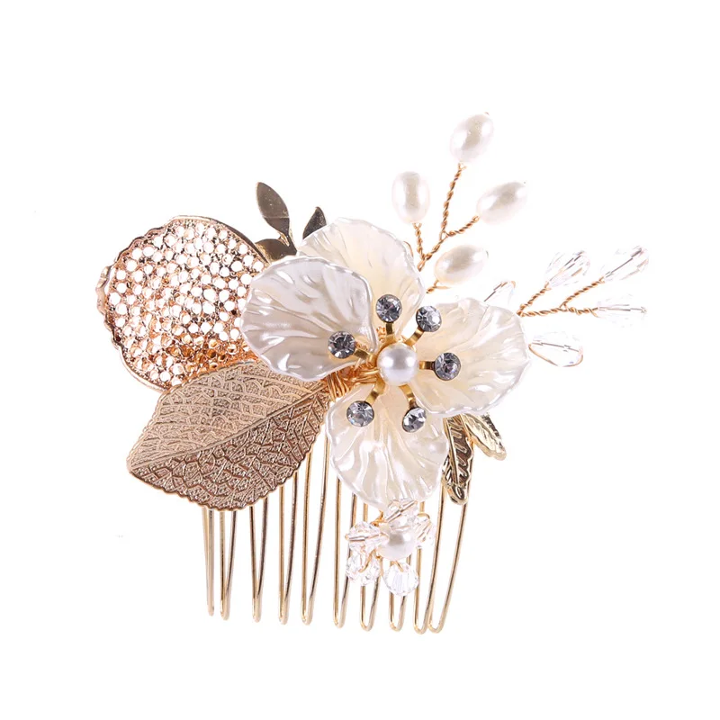 SLBRIDAL Gold Clear Crystal Rhinestones Pearls Flower Wedding Hair Comb Bridal Headpieces Hair Accessories Bridesmaids Women
SLBRIDAL Gold Clear Crystal Rhinestones Pearls Flower Wedding Hair Comb Bridal Headpieces Hair Accessories Bridesmaids Women