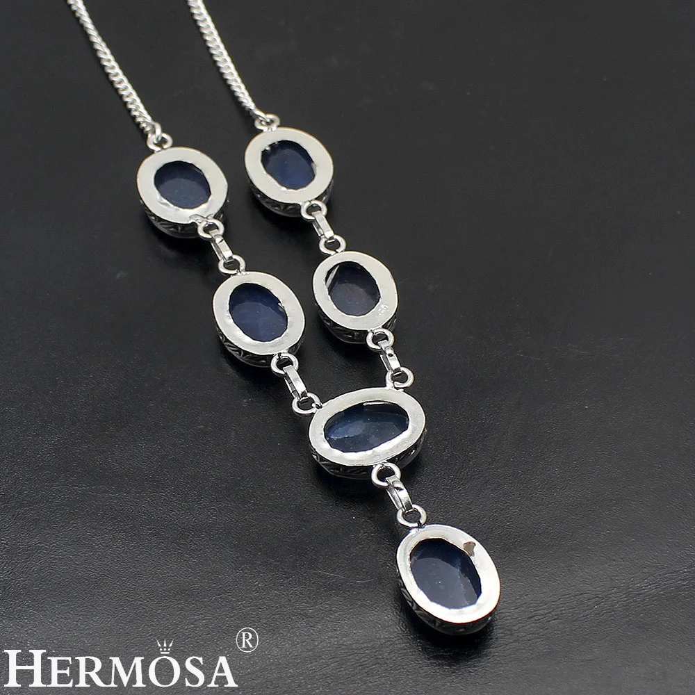 Hermosa Jewelry Genuine retro style blue 925 sterling silver female necklace + earrings, necklace length 66cm / earrings 4
Hermosa Jewelry Genuine retro style blue 925 sterling silver female necklace + earrings, necklace length 66cm / earrings 4