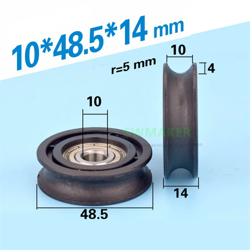SWMAKER 1pcs 10*48.5*14mm grooved U nylon wheel, 6200zz bearing plastic wrap, 1cm diameter track / wire rope guide wheel
SWMAKER 1pcs 10*48.5*14mm grooved U nylon wheel, 6200zz bearing plastic wrap, 1cm diameter track / wire rope guide wheel