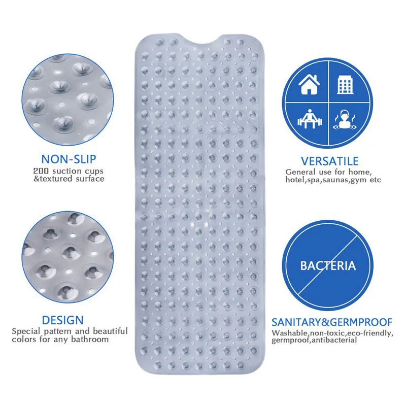 100*40cm large size PVC shower mat Bathroom bathtub with suction mat.Bathroom safety | Дом и сад