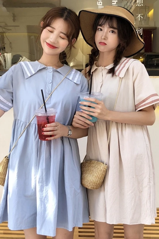 Korean Version Sweet Students Short Sleeved Loose Casual A-line Sailor Collar Dress Summer Dress 2018 Party Dress Women
Korean Version Sweet Students Short Sleeved Loose Casual A-line Sailor Collar Dress Summer Dress 2018 Party Dress Women