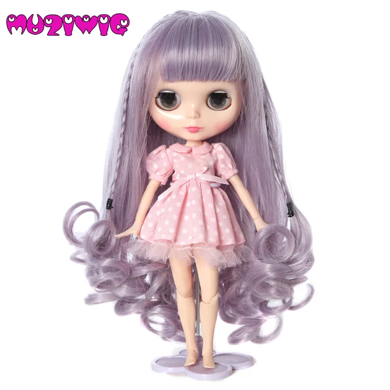 

Light Purple Doll Wigs Blue Long Curly hair With Straight Bangs Braided for Bly-the Doll with 25cm Head Circumference