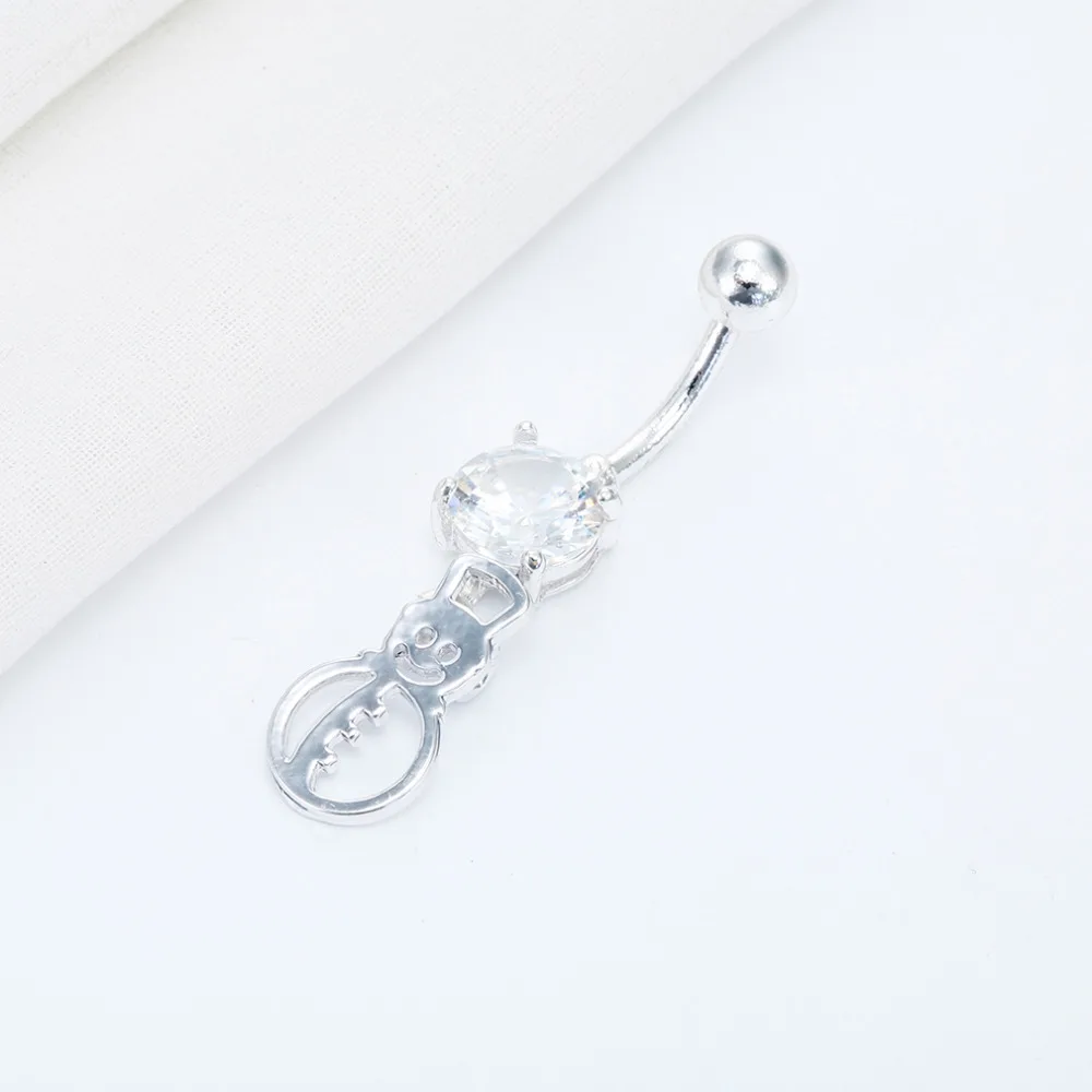 Пирсинг QIAMNI с кристаллами в виде снеговика пупок пупка штанга кольцо Пляжное